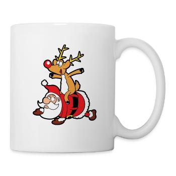 Lustiger Weihnachtsmann Santa Claus Weihnachten - Tasse - Weiß - Rechts