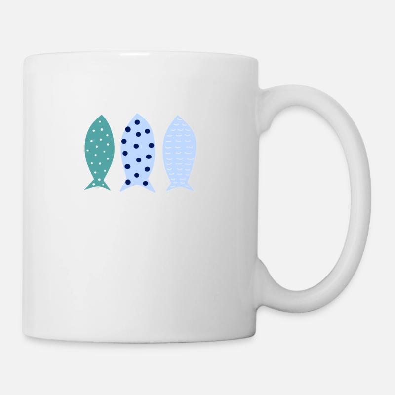 3 poissons rayés bleu - Mug blanc - blanc