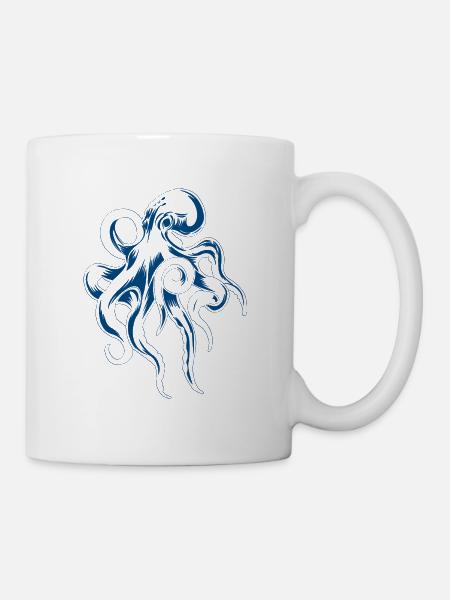 La pieuvre la plus profonde de la mer sombre - Mug blanc - blanc