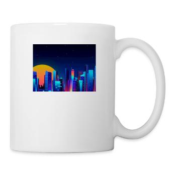 Rückseite des Stadthintergrundes - Tasse - Weiß - Rechts
