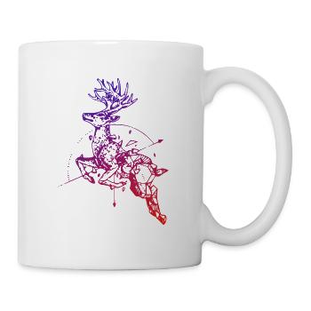 Hirsch mit Kompass - Tasse - Weiß - Rechts