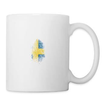 Schweden Flagge Fingerabdruck Nationalfarben - Tasse - Weiß - Rechts