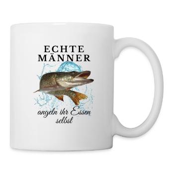 Echte MÄNNER angeln ihr Essen selbst - Angler Fisc - Tasse - Weiß - Rechts