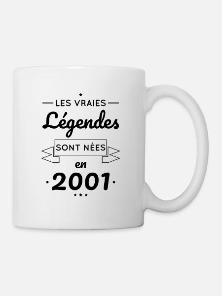 Anniversaire 21 ans - Légendes sont nées en 2001 - Mug blanc - blanc