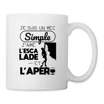 Mec simple aime l'escalade et l'apéro - Mug blanc - blanc - Droite