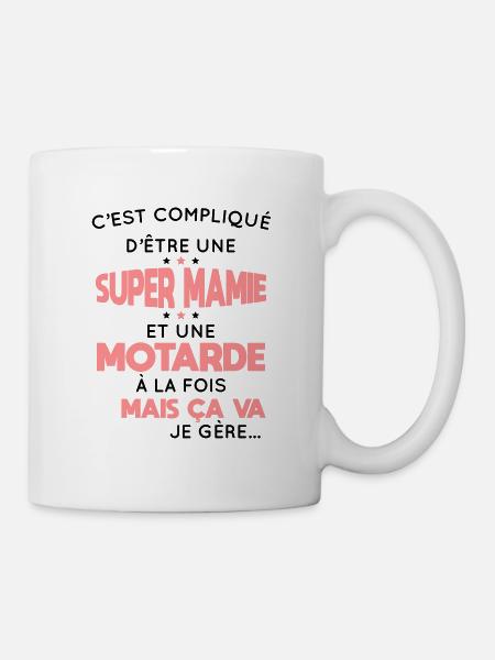 Compliqué d'être une super mamie et une motarde - Mug blanc - blanc