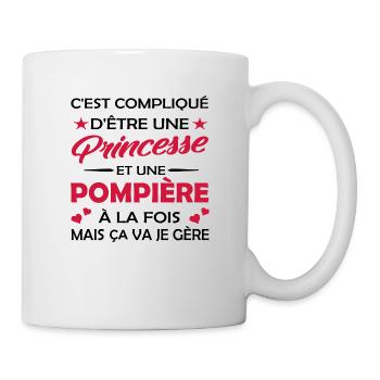 princesse et une pompière à la fois - humour femme - Mug blanc - blanc - Droite