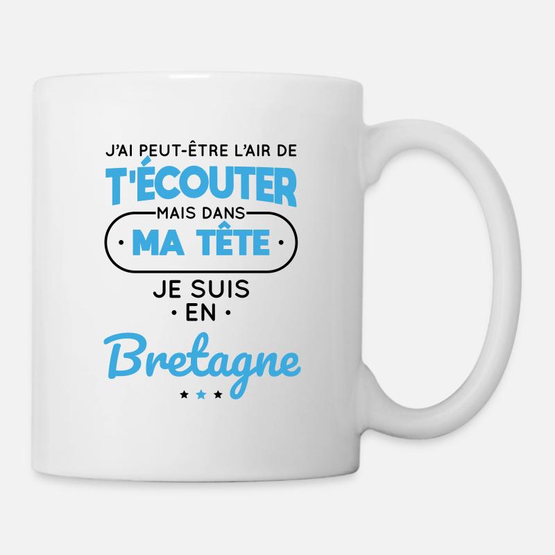 Dans ma tête je suis en Bretagne - Mug blanc - blanc