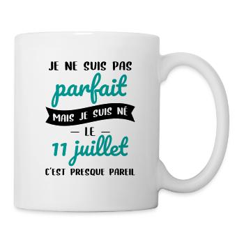 Anniversaire - Pas parfait mais né le 11 Juillet - Mug blanc - blanc - Droite