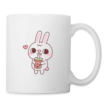 Mignon lapin blanc buvant du thé à bulles - Mug blanc - blanc - Droite