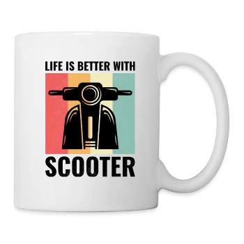 Roller Fahrer Roller Motorrad Vintage Retro - Tasse - Weiß - Rechts