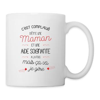 C est compliqué d être Maman et Aide Soignante - Mug blanc - blanc - Droite