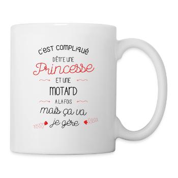 C'est compliqué d'être une Princesse et une motard - Mug blanc - blanc - Droite