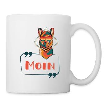 Alpaka Moin retro psychedelic bunt neon cool - Tasse - Weiß - Rechts