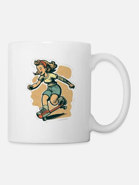 Skater-Mädchen - Tasse - Weiß