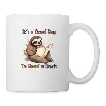 Its a Good Day to Read a Book - Sloth Reading - Mug - white - Right