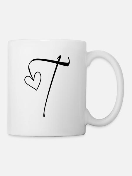 Letter T Letter-T Calligraphy - Mug - white