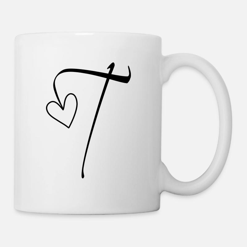 Letter T Letter-T Calligraphy - Mug - white