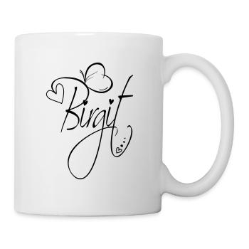 Birgit Name Vorname Mädchen Kalligrafie Dekor - Tasse - Weiß - Rechts