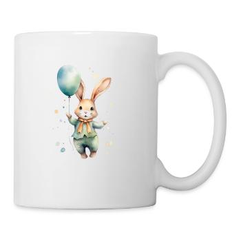 Lapin, suspendu à l’aquarelle, vert pastel, bébé - Mug blanc - blanc - Droite