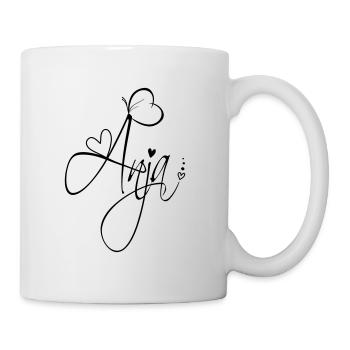 Anja Name Vorname Mädchen Kalligrafie Dekor - Tasse - Weiß - Rechts