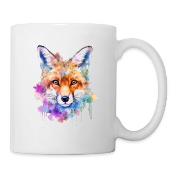 Ein farbenfroher Fuchs im Watercolor Style - Tasse - Weiß - Rechts