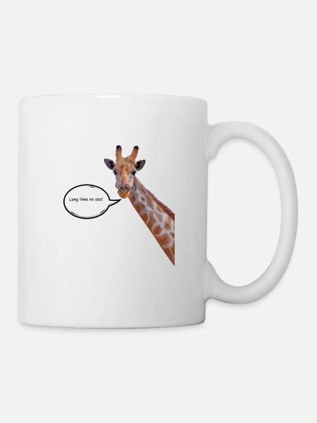 « Longtemps sans voir! » Conception de T-shirt Girafe - Mug blanc - blanc