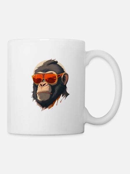 Cool monkey with sunglasses - Mug - white