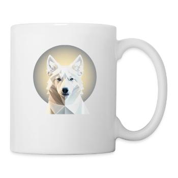 cooler Weisser Schäferhund im Mondschein Kubismus - Tasse - Weiß - Rechts