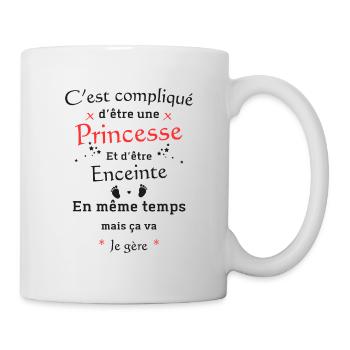 C'est compliqué d'etre une princesse et enceinte - Mug blanc - blanc - Droite