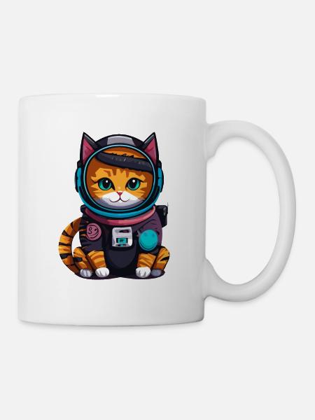 Cyberpunk Astrokatze - Tasse - Weiß
