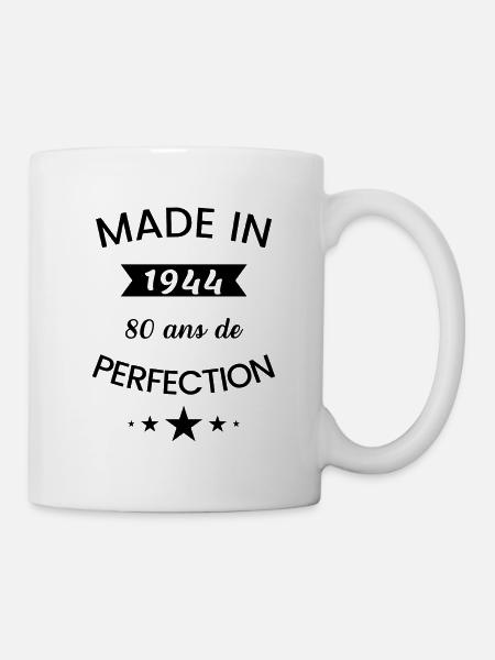 Made in 1944 humour anniversaire 80 ans perfection - Mug blanc - blanc