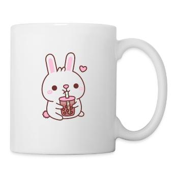 Cute White Bunny Rabbit Loves Bubble Tea - Mug - white - Right
