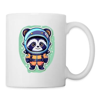 Waschbär Astronaut Illustration - Tasse - Weiß - Rechts