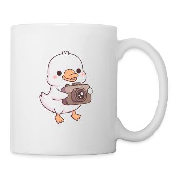 Mignon bébé oie avec appareil photo - Mug blanc - blanc - Droite