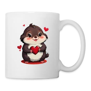 Verschenke diesen süßen Maulwurf zum Valentinstag - Tasse - Weiß - Rechts