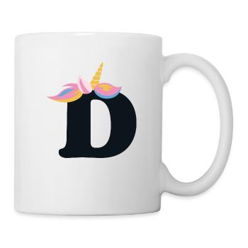 Einhorn-Buchstabe Regenbogenstyle "D" | be unique - Tasse - Weiß - Rechts
