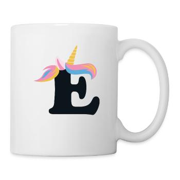 Einhorn-Buchstabe Regenbogenstyle "E" | be unique - Tasse - Weiß - Rechts