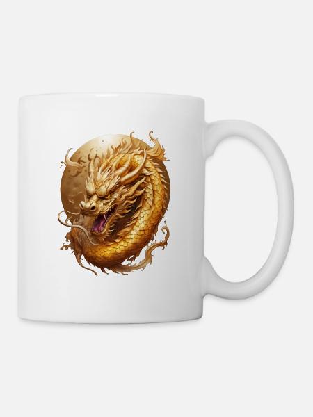 Golden Chinese Dragon - Mug - white