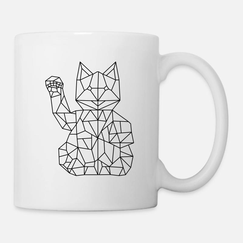 Chat de fortune Maneki-neko Polygone - Mug blanc - blanc