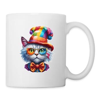 Clown Animal / Cirque / Drôle / Coloré / Spectacle / Chat - Mug blanc - blanc - Droite