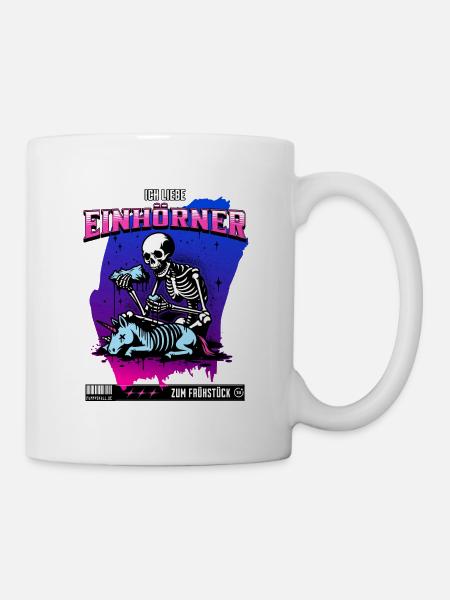 Anti-Unicorn Skull // I Love Unicorns FS0232 - Mug - white