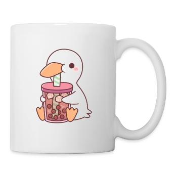 canard mignon buvant du thé boba - Mug blanc - blanc - Droite