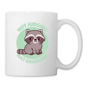 Œil latéral mignon de raton laveur Ne pas juger Juste observer - Mug blanc - blanc - Droite