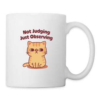 Mignon chat tigré œil de côté ne jugeant pas, observant simplement - Mug blanc - blanc - Droite