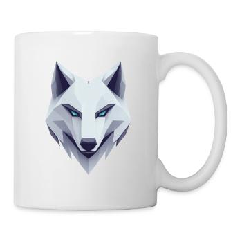 Logo de loup, tête de loup, emblème, loup blanc - Mug blanc - blanc - Droite