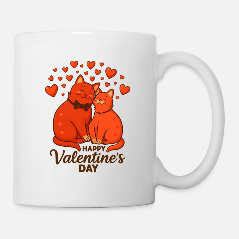 Verliebte Katzen – Valentinstag Illustration - Mug - white