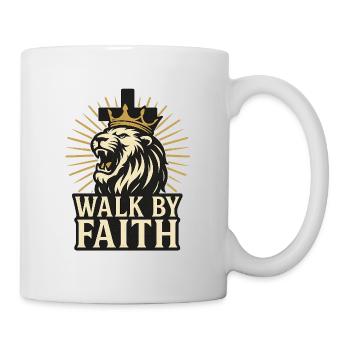 Walk By Faith Lion Faith Religion - Mug - white - Right