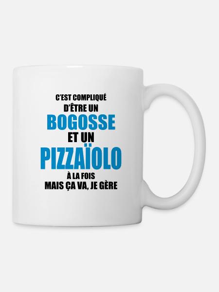 c'est compliqué d'être un bogosse et un pizzaïolo - Mug blanc - blanc