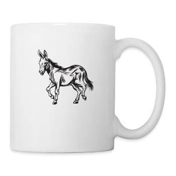 Esel Silhouette Donkey Maultier Stur Geschenk - Tasse - Weiß - Rechts